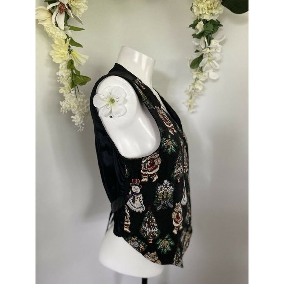 Vintage Christmas Santa Women's L Tapestry Vest Vintage Adjustable Bobbie Brooks - Picture 10 of 10
